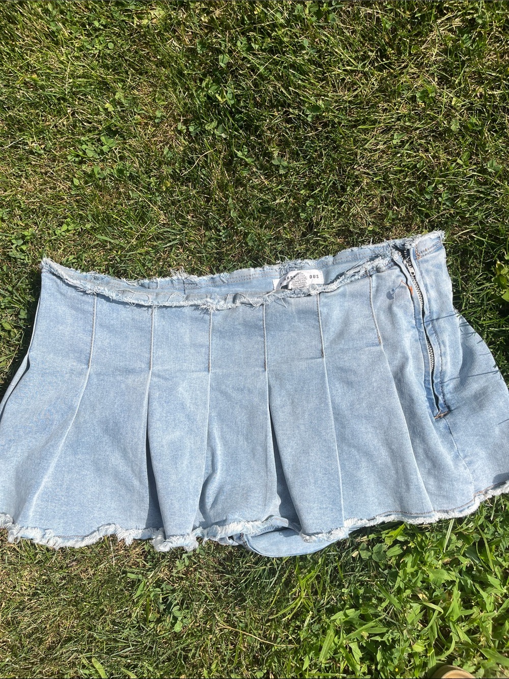 Almost famous Xl skort Light Wash Denim Pleated Mini Skirt